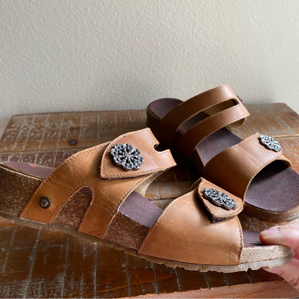 HAFLINGER boho leather sandals - tan Birkenstock style sandals - Picture 5 of 12